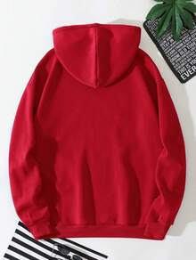Women's Hoodie, New Fashion 2026, Casual Long Sleeve Sweatshirt With Slogan Print, Comfortable Autumn Clothing - 紅色 - 查看 3