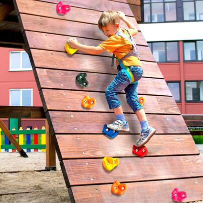 72 presas de escalada en roca, rocas de escalada de varios tamaños y colores para niños y adultos, presas de pared de roca con accesorios de montaje, agarraderas de pared para escalar para juegos de patio interior y exterior