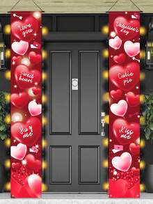 2 件/套情人节装饰门联、情人节快乐横幅心形图案门横幅、情人节派对装饰背景布、情人节室内/室外门廊墙壁装饰挂旗、入口门前门装饰、情人节摄影道具、情人节悬挂装饰、情人节礼物、派对礼品 - 紅色愛心信封 - 查看 6
