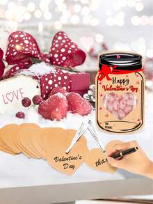 40张梅森罐情人节礼物卡，情人节卡片套装，手持纸质糖果罐带贴纸，可重复使用，适用于生日、婚礼、节日、派对、感恩节、圣诞节和其他场合 - 可装糖果 - 彩色 - 查看 5