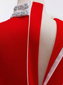 女童无袖撞色串珠蕾丝牛奶丝优雅舞会礼服，适合训练、学校活动 - 彩色 - 查看 10