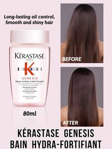 Kérastase Genesis Bain Hydra-Fortifiant Volumizing Shampoo, Promotes Hair Growth, Increases Volume, Enhances Shine, Strengthens Strands, Improves Hair Quality, Reduces Hair Loss, Rich Lather, Long-Lasting Oil Control, Contains Skincare-Grade Tripeptide, 80ml, Slows Sebum Secretion, Professional Hair Care, Balances Oil, Nourishes Scalp. - 80ml - View 1