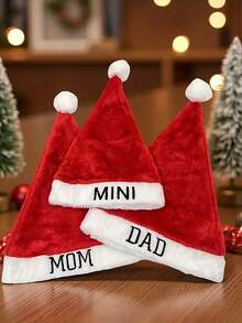 Christmas Family Hat, Letter Embroidered Christmas Hat, DAD-MOM-MINI Lettered Christmas Hat.