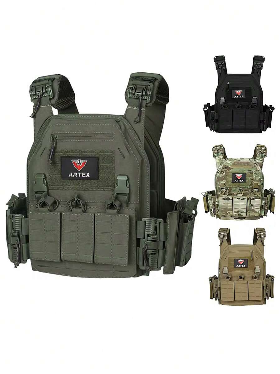 可调节肩部和腰部狩猎背心，配有三合一可扩展腰袋，激光穿孔，耐用防撕裂，适合狩猎、户外探险等活动。