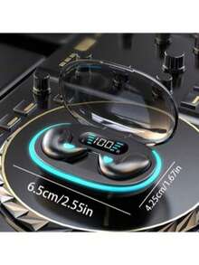 Ultra Slim Headphones - Wireless Sleep Headphones 5.3: Designed For Side Sleepers. Bone Conduction Earbuds With Hi-Fi Sound Quality And High Volume. Comfortable To Wear. Touch Controls. Semi-Open Back Design. No Tangled Cords.LED Display. Extended Playtime. Noise Canceling While Sleeping. Suitable For Both Men And Women. - 黑色 - 查看 5