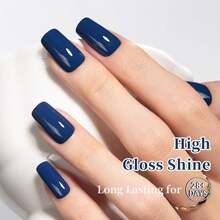 Blue Gel Polish, 0.5 Fl Oz HEMA & TPO Free Midnight Blue Gel Nail Polish Soak Off U V LED Fall Winter Nail Art Design Manicure Salon For Women Fgirl{Inchcolor_nameinch:InchOpaque-MidnightBlueinch} - 不透明-午夜藍 - 查看 7