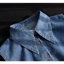 Denim Fake Collar Detachable Dickey Collar Half Shirts Blouse False Collar Top For Women Girls Medium - 藍光 - 查看 2