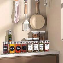 12/24 piezas Caja de especias de plástico con tapa, Frasco de especias de 120ml con etiqueta y marcas, Caja de especias con tapa de botella de especias, Adecuado para estantes, gabinetes y cajones de especias.