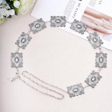 Metal Turquoises Belts Western Concho Belts For Women CowFgirl Waist Chain Belt For Dresses Jeans{Inchcolor_nameinch:InchSilverinch} - 銀色 - 查看 5