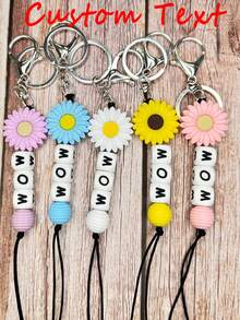 1PC Customized Daisy Keychain, Personalized Name Keychain, School Bag Label, Gift For Friends, Holiday Souvenir