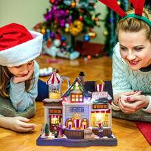 Village Houses - Houses Village - Lighted Musical Railway Station Moving Train Town Sets With Revolving Acrylic Trees Animated Figurines Indoor Decor Or