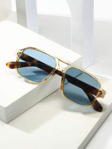 1副男士经典方形双梁简约时尚眼镜，适合派对、休闲、度假、旅行、海滩和日常佩戴