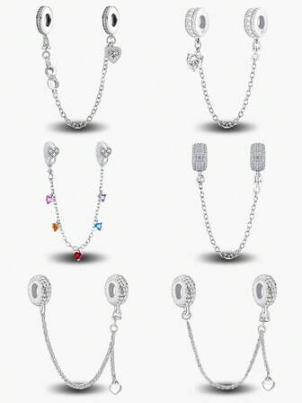 1件装 时尚无限爱心安全链 女士手链 手镯 DIY首饰制作 日常穿搭配饰 女孩