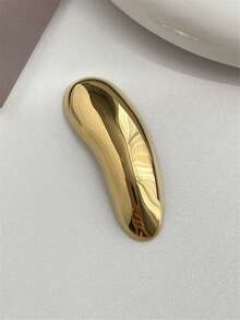 1pc Metallic Asymmetrical Oval Brooch, Elegant Minimalist Metal Lapel Pin For Women, Suitable For Dresses, Coats - Gold - View 8