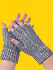 4/1 Pair Of Half-Finger Sports Gloves, Cute Fingerless Wool Plush Warm Writing Gloves For Boys And Girls In Autumn And Winter, Outdoor Warm Gloves (Suitable For 8-16 Years Old)