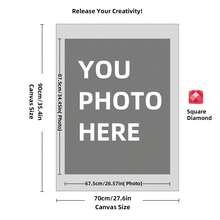 Kit di pittura a diamante personalizzata su misura per adulti, fai da te 5D, arte con punti a forma rotonda/quadrata, con foto, testo e disegno personalizzato, in varie dimensioni (20x25cm), decorazione personalizzata per la casa (Punti rotondi, 30x40cm), kit per adulti, decorazione con pittura a diamanti 5D