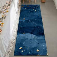 1Pc Navy Blue & Golden Star Runner Rug-48x16in(121x40cm),60x18in(152x45cm) Low-Pile Long Carpet,No Lint,No Odor,Non-Slip Backing For Kitchen, Bathroom, Bedroom Hallway - Ideal For Large Spaces & Modern Decor, Durable Material,Holiday Selection,Christmas&Thanksgiving Day - 01-60x18 in (152x45cm) - Xem 2