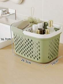 1pc Plastic Bath Basket - Portable Bathroom Storage Box With Handle, Used For Storing Toiletries, Soap And Towels, Bathroom Storage Items And Storage Bathroom Accessories Bathroom Tools - Multicolor - View 8