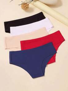 Kit 5 Seamless Tanga Panties High Waist Laser Cut Super Comfortable Does Not Mark Clothes - Assorted Colors - Nhiều màu - Xem 1