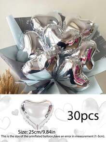 10pcs 10-Inch Heart Shaped Foil Balloons, Gold, Silver, Rose Gold, Red, Green, Pink, Blue, Purple, Magenta, Small Size, Suitable For Proposal, Wedding Anniversary Decoration, Date Surprise, Birthday Party, Halloween, Christmas Gift, Sweet Theme Party Decor - Multicolor - View 18