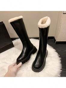 Women's Over-The-Knee High Boots, Thick Sole Riding Boots, Slim Fit Waterproof Warm Lining Boots For Autumn/Winter