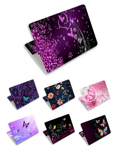 笔记本电脑外壳贴纸贴花 15.6 笔记本电脑乙烯基外壳贴纸封面艺术保护笔记本（包括 2 个腕垫外壳），装饰性防水可移动，艺术蝴蝶