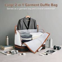 Garment Duffle Bag Travel - Convertible Carry On Garments Duffel Bags Travel Bag Women Men Large Weekender Bag With Shoes Compartment 3 In 1 Hanging Clothes Suit Dress Bag 3pcs Set - B01-Trắng và đen - Xem 9