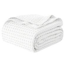 Elegant Comfort 1pc Soft Waffle Weave Throw Blanket , Lightweight Summer Blanket For Hot Sleepers, Full, Queen, King, Twin, And Twin XL Size Bed Breathable Cozy Warm Woven Textured Blankets For Couch, Bed, Sofa, Home Décor, Christmas Decorations Gifts, Cozy Winter Styles, Holiday Décor - trắng - Xem 2