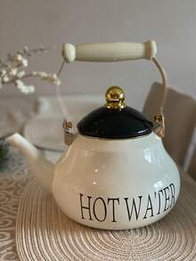 1 件，陶瓷手柄简约字母梨形搪瓷水壶，四季耐热热水壶，茶壶，咖啡壶，炉边烤茶的茶壶，节日和生日赠送亲朋好友的礼品壶