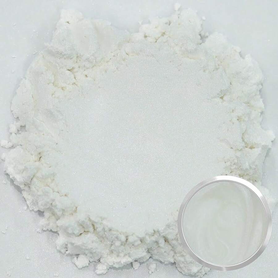 Matio Mica Powder, 1.8oz/ 50g White Pearlescent Effect Mica Powder Epoxy Resin Natural Color Pigment Soap Making, Bath, Candle Dye, Resin, Paint,Nails,Jewelry, Slime Pigment - 白色 - 查看 1