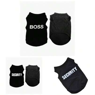 2Pack Small Puppy Security Costume Cotton Dog Shirt Small Dog Pet Clothes Security Puppy Black Vest - Shirts Top Tee Breathable Stretchy