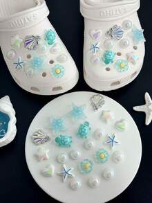 22 chiếc kẹp giày trang trí hình rùa xanh, sao biển xanh DIY, có thể tháo rời cho dép xăng đan, dép lê, giày làm vườn, giày đi biển - Bộ Rùa Xanh - 22 con - Xem 6