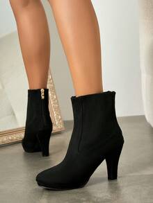 Damen Winterstiefel, modische vielseitige Freizeitschuhe, Wildleder Knöchelstiefel, schwarze Kurzstiefel mit Schnürung und Seitlichem Reißverschluss, bequeme wasserdichte Plateau Damenstiefel, Damen Knöchel- und Kurzstiefel, modische Damenstiefel