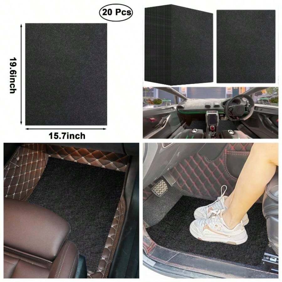 20PCS Black Disposable Car Floor Mats 19.6x15. Inch Heavy - Duty Automotive Floor Protectors Car Wash Detailing - Non - Slip Vehicle Interior Protector Fits SUVTruck - 黑色 - 查看 1