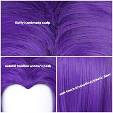 QY- Short Purple Anime Cosplay Wig Dark Purple Straight Bob Wigs + Red Gem + Wig Cap 14'' Synthetic Hair For Women Halloween Costumes Party -3788 - 14 深紫色 - 查看 4