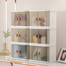 Foldable Stackable Desktop Storage Box - Large Capacity Multi-Compartment Makeup Organizer For Bathroom, Durable Plastic Space-Saving Design, Suitable For Home Office Desk, Countertop Organization, Minimalist Style, Sturdy Construction, Essential For Busy Professionals, Polished Surface - Multicolor - View 6