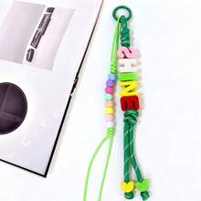 1pc Handmade Woven Keychain, Colorful Dopamine Beaded, Customizable Name, Christmas/Birthday/Personalized Gift