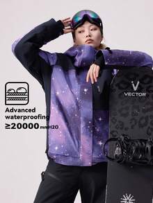 VECTOR MOTION Strider 3L 加厚连帽滑雪服，男女通用，弹力面料，防风，保暖，耐用，透气，适用于单板/双板滑雪冬季运动 - 紫色 - 查看 3