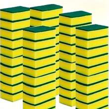 12/24 件双面清洁海绵 - 重型防刮擦海绵，带绿色和黄色层，可堆叠用于餐具、厨房、浴室、台面 - 耐用家居清洁必备品，圣诞礼物之选，多表面清洁剂 | 高效洗涤器 | 高吸水性海绵 - 彩色 - 查看 12