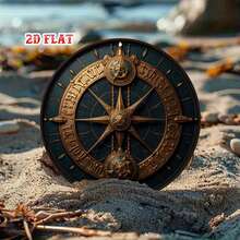 1pc Decorative Vintage Style Round Metal Plate, Detailed Antique Compass Country Metal Wall Art, Metal Decor For Home, Garage, Restaurant, Cafe - Multicolor - View 6