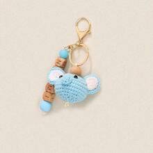 1pc Customized Plush Animal & Wooden Bead Letter Keychain, Deer/Lion/Bear/Elephant/Fox/Koala, Star Fur Ball Personalized Bag Charm, Name Tag, Unique Handmade Gift