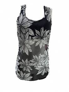 Women's Transparent Tulle Tank Top Gym Clothing Fitness Fashion - 黑與白 - 查看 1