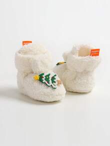 圣诞树新生儿婴儿男女宝宝保暖羊毛冬季短靴学步鞋拖鞋