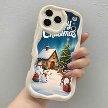 1PC Phone Case ,  Christmas House Snowman Reindeer Tree , Stylish Phone Case, Phone Decoration, All-around Lens Protection, Creative Small Gift, Funny Gift for Boys and Girls