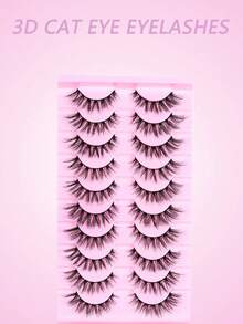 10 pares de pestañas postizas de alta capacidad, pestañas de estilo de ojos de gato talla grande vendidas para maquillaje diario, perfectas para uso profesional