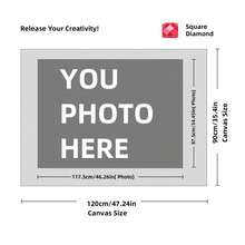 Kit di pittura a diamante personalizzata su misura per adulti, fai da te 5D, arte con punti a forma rotonda/quadrata, con foto, testo e disegno personalizzato, in varie dimensioni (20x25cm), decorazione personalizzata per la casa (Punti rotondi, 30x40cm), kit per adulti, decorazione con pittura a diamanti 5D