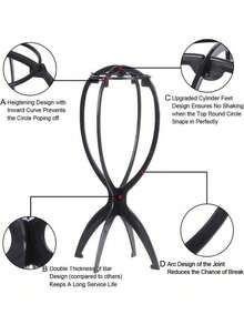 2pcs/4pcs Hanging Wig Stand Holder For Wigs, Hats, And Hairpieces – Foldable Curved Wig Head Display Rack For Storage, Home, Travel & Daily Use, Lightweight, Durable, Space-Saving, Easy To Assemble, Keeps Wigs In Shape And Ready To Wear, Suitable For Women, Men, Short Or Long Wigs, Perfect Organizer For Closet Or Vanity - Multicolor - View 11