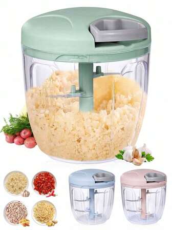 Manual Garlic Press 5-Blade 900ml Garlic Mincer Crusher,Manual Meat Grinder,Household String Vegetable Cutter Garlic Puree