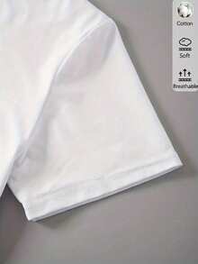 Fashionable Women'S Short-Sleeve Top With A Round Neck Featuring Letter-Themed Prints - White - View 7