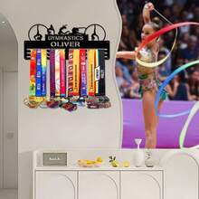 1 件体操奖牌展示架，金属墙面装饰收纳架，运动员礼物 - 黑色 - 查看 6